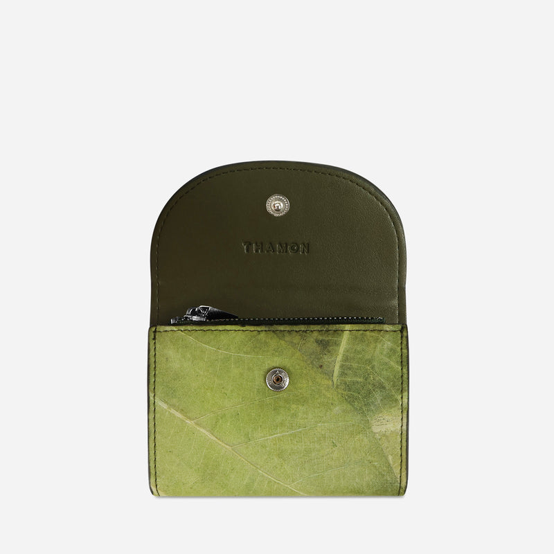 Open Olive Green Pippa Coin Purse by Thamon