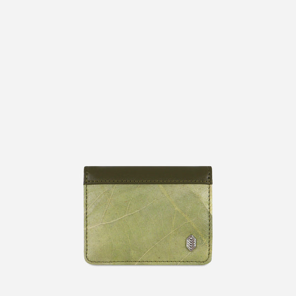 Front Olive Vegan Bi-Fold Cardholder by Thamon