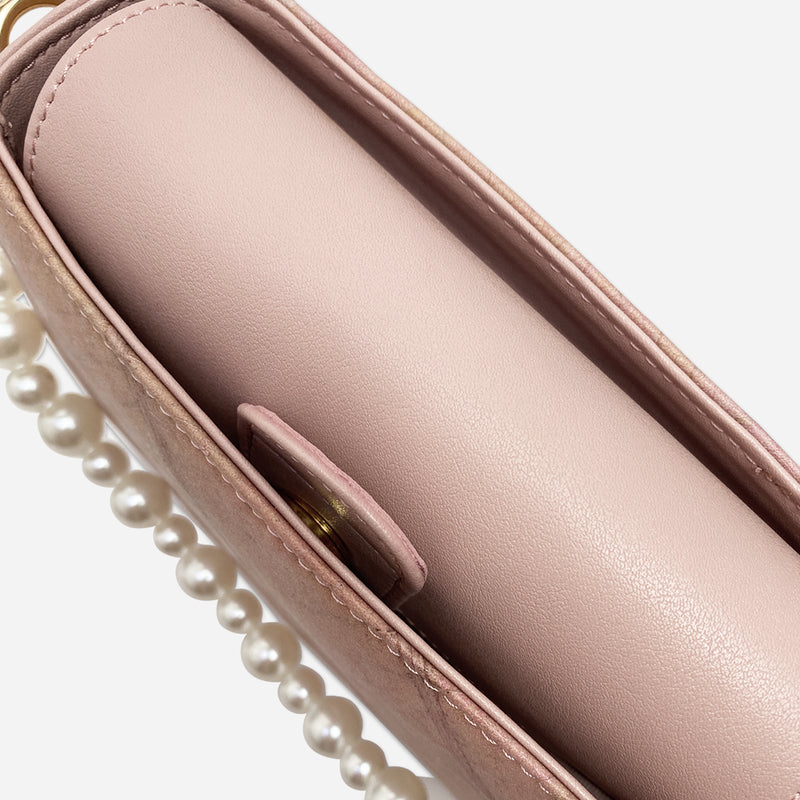 Top Blossom Pink Pearl Crossbody leather bag by Thamon