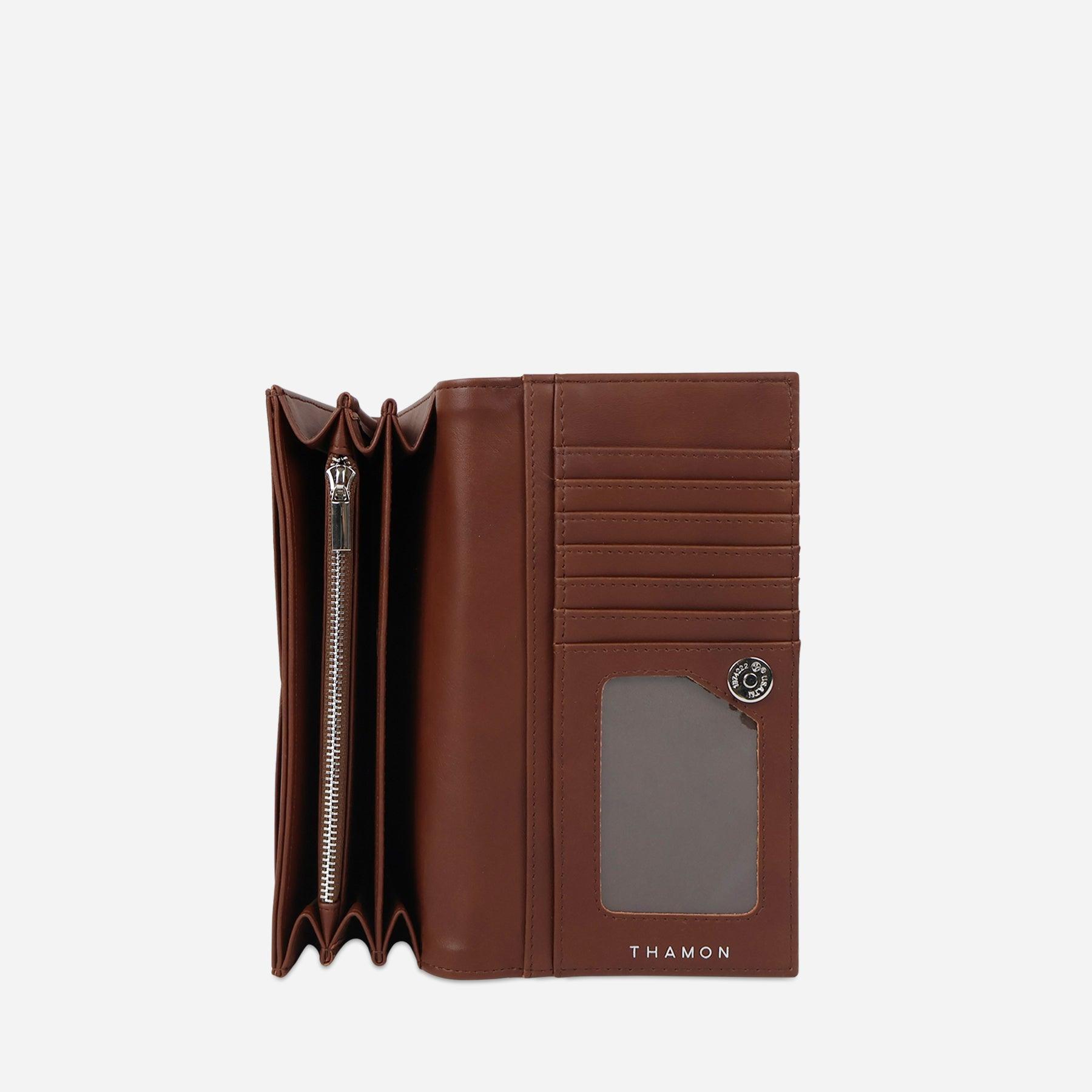 Open Spice Brown Fold-Over Purse by Thamon