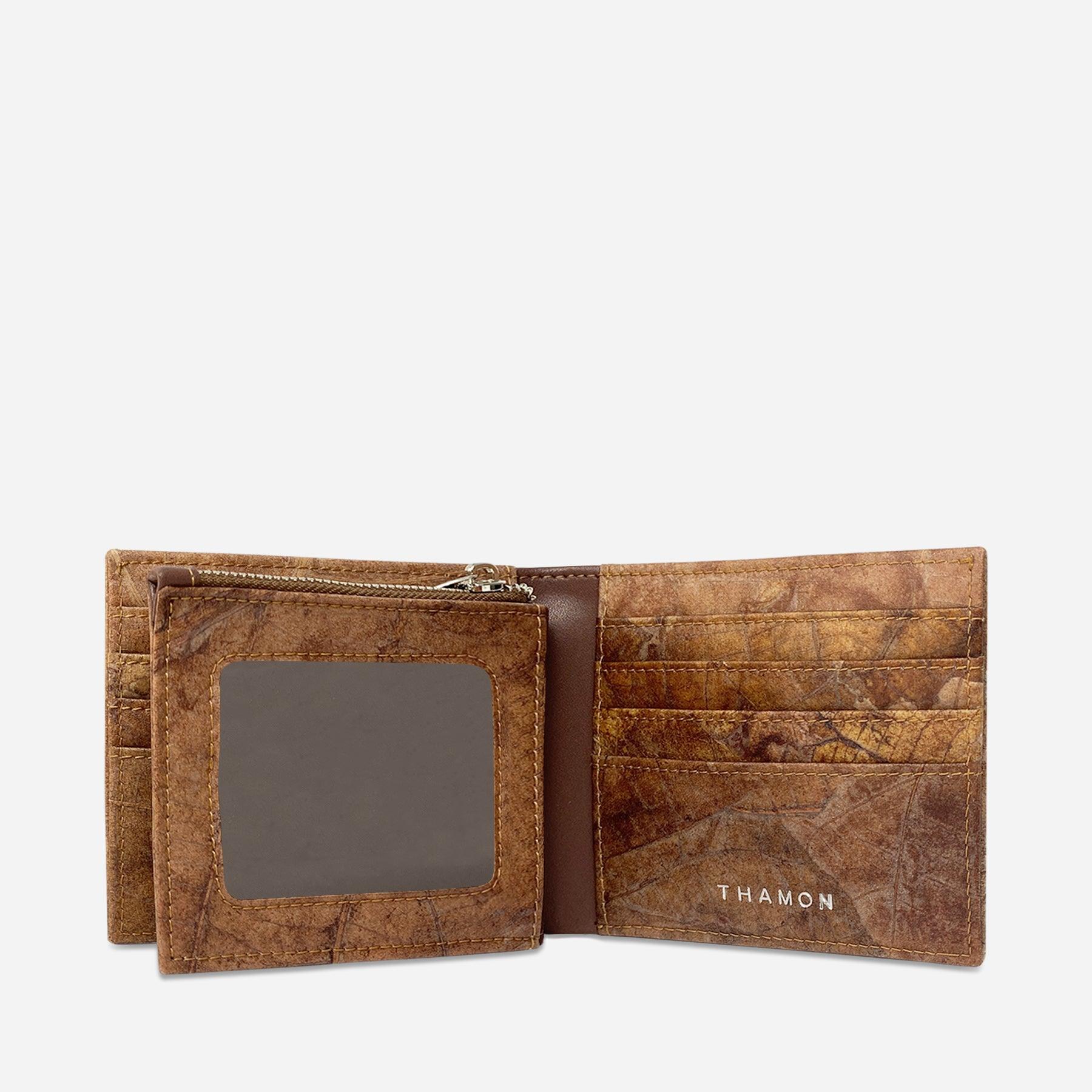 Open Spice Brown Oliver Vegan Wallet made from Micro Fiber by Thamon