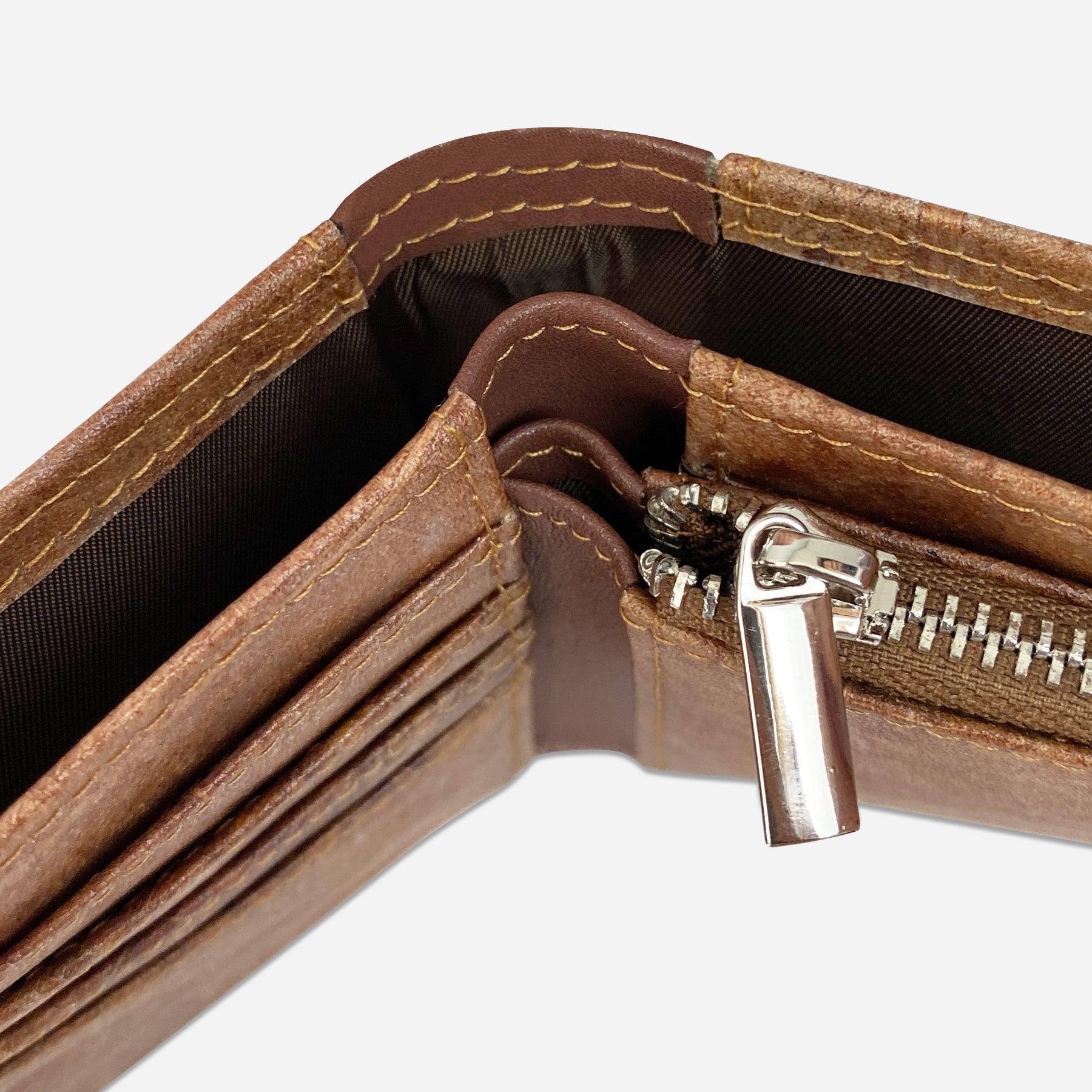 Top View Spice Brown Oliver Vegan Wallet made from Micro Fiber by Thamon