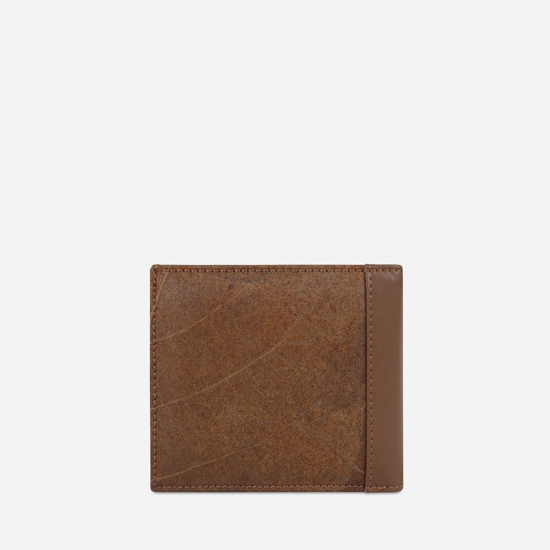 Back Spice Brown Leaf Bifold Card Wallet made from Micro Fiber by Thamon