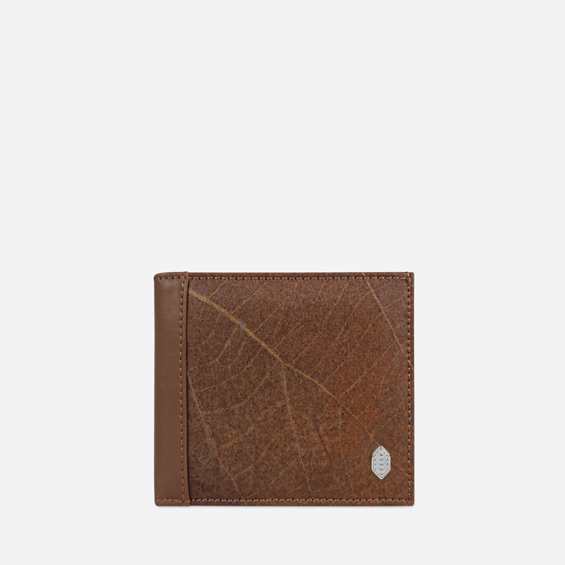 Front Spice Brown Leaf Bifold Card Wallet made from Micro Fiber by Thamon