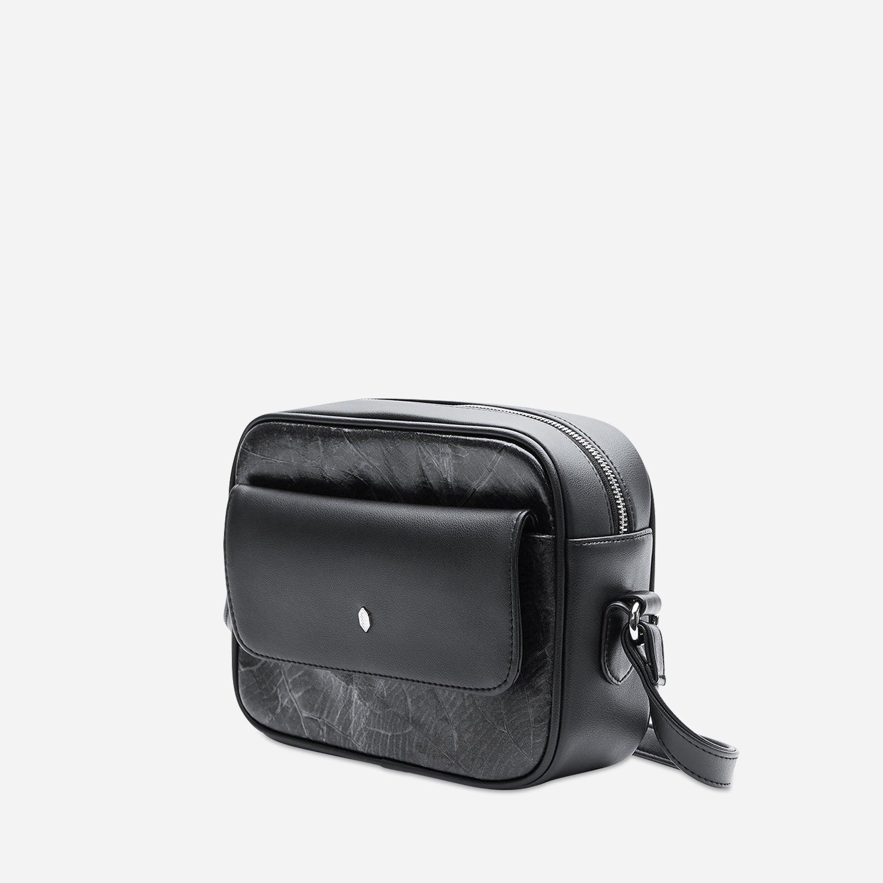 Side Black Leaf pattern Isabelle Crossbody Bag by Thamon