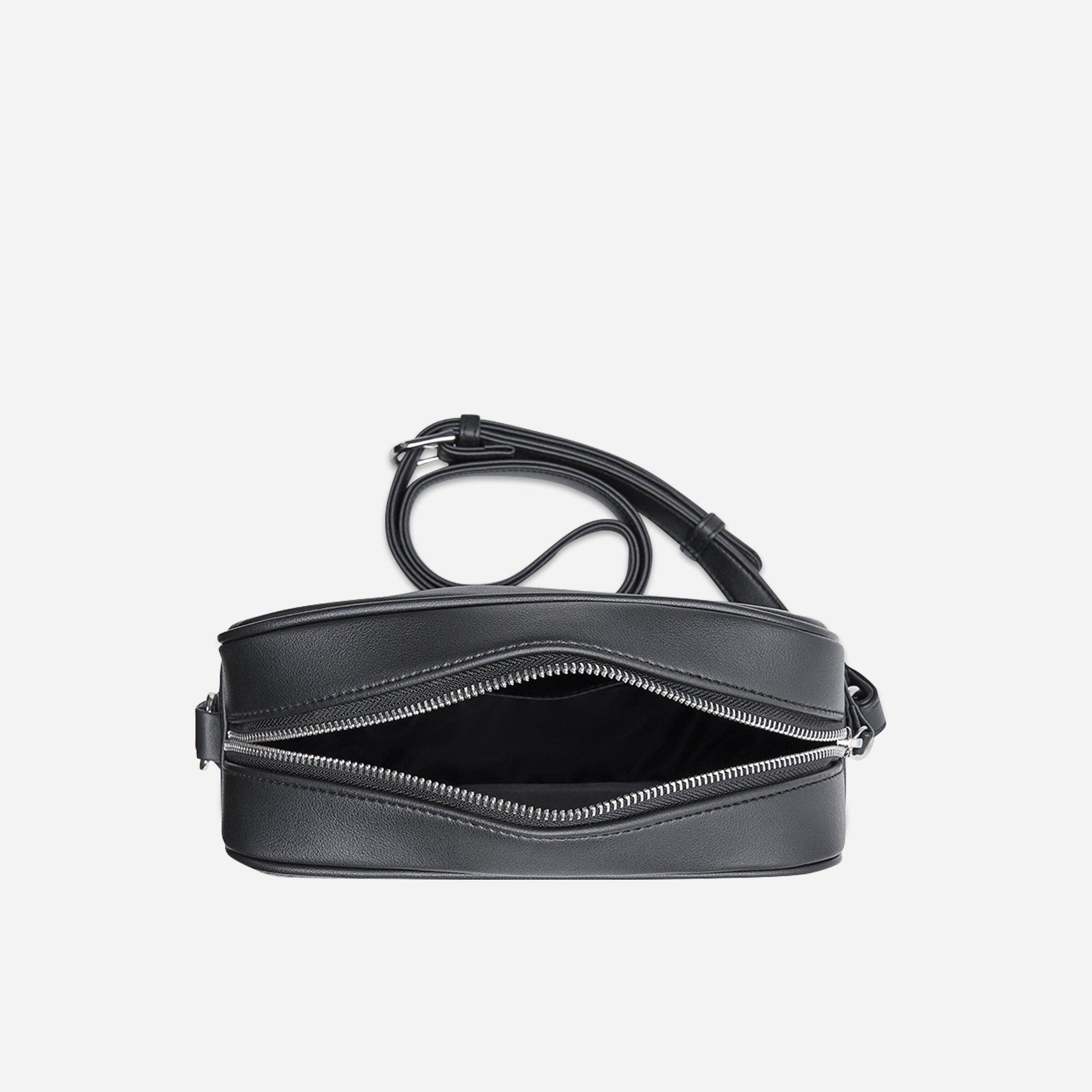 Inner Black Leaf pattern Isabelle Crossbody Bag by Thamon
