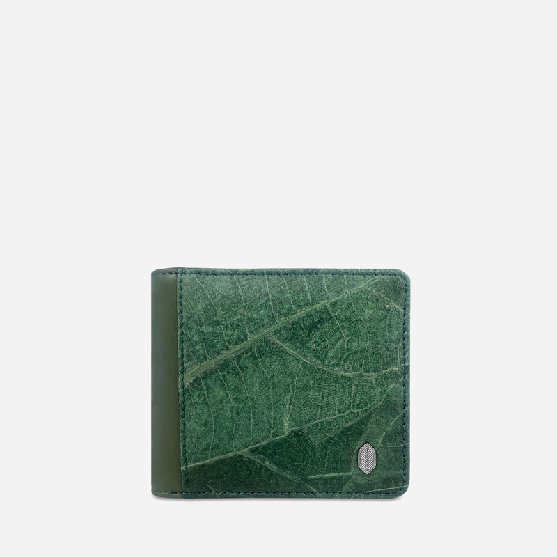 Front view of the Forest Vegan Leather Men's Coin Wallet by Thamon.