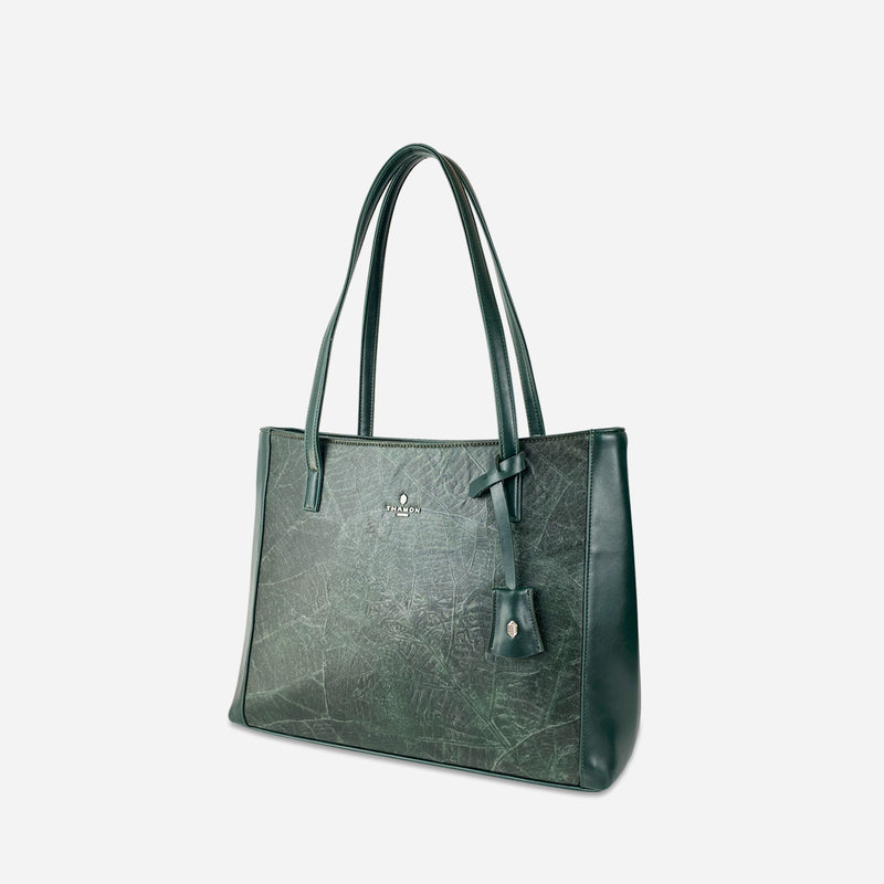 Side Forest Green Leaves Tote Bag by Thamon