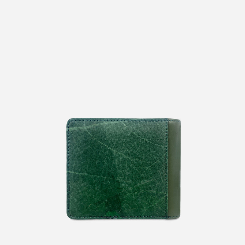 Back view of the Forest Vegan Leather Men's Coin Wallet by Thamon.